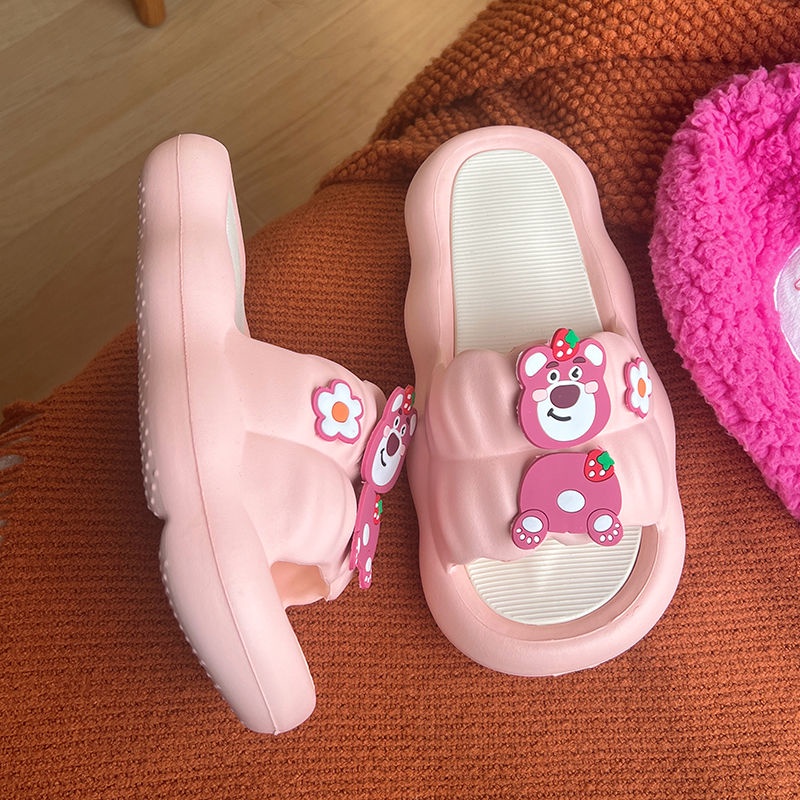 Dép Đi Trong Nhà / Ngoài Trời Dày Dặn Thoải Mái Họa Tiết Gấu Hoạt Hình Tiêu Chuẩn