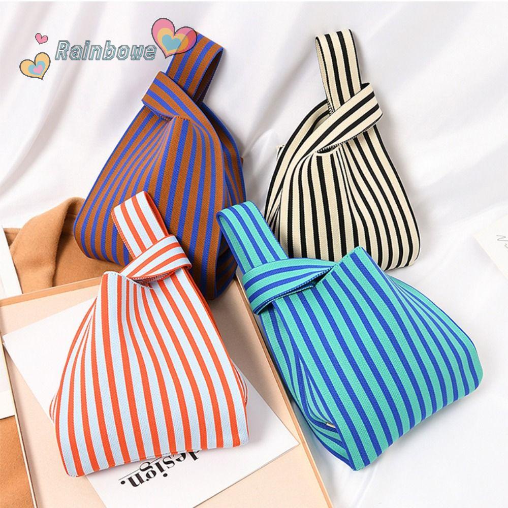 Túi Xách Đeo Vai Đan Len Màu Cầu Vồng Thời Trang Mới