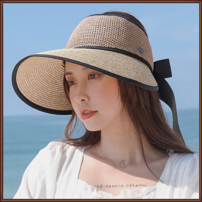 Nón Rộng Vành Hở Chóp Thiết Kế Thắt Nơ Thời Trang Đi Biển Mùa Hè Cho Nữ