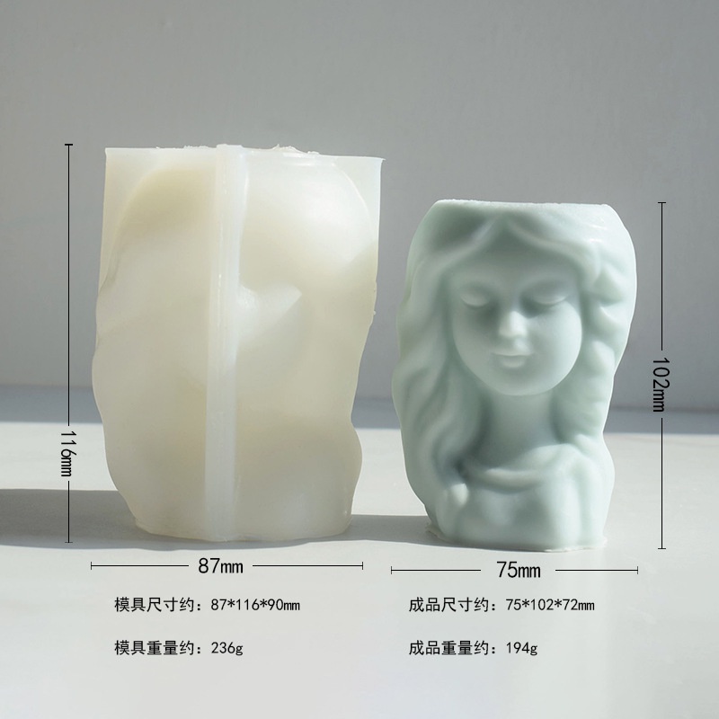 Khuôn Silicone Làm Chậu Cây Sen Đá Hình Đầu Cô Gái Bắc Âu