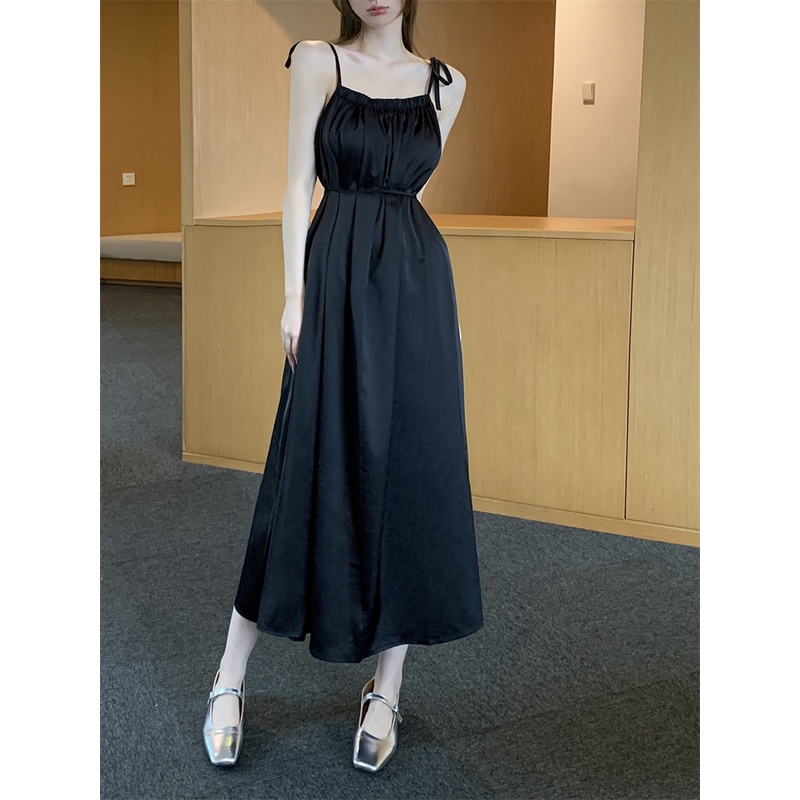 Đầm Hai Dây Cột Dây Trong Suốt Thời Trang Mùa Hè Xinh Xắn Cho Nữ