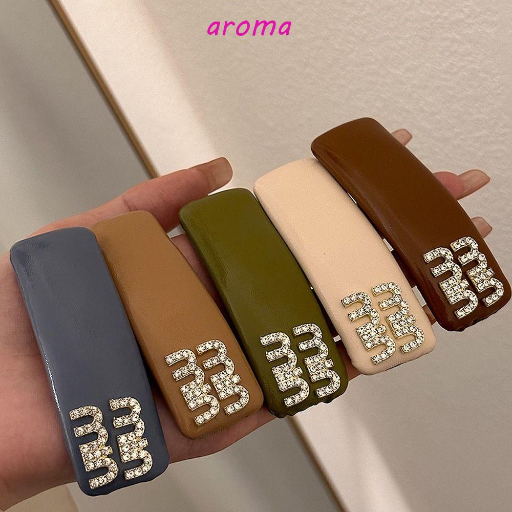 Kẹp Tóc Da Pu Họa Tiết Chữ Phong Cách Hàn Quốc Ngọt Ngào Cho Nữ