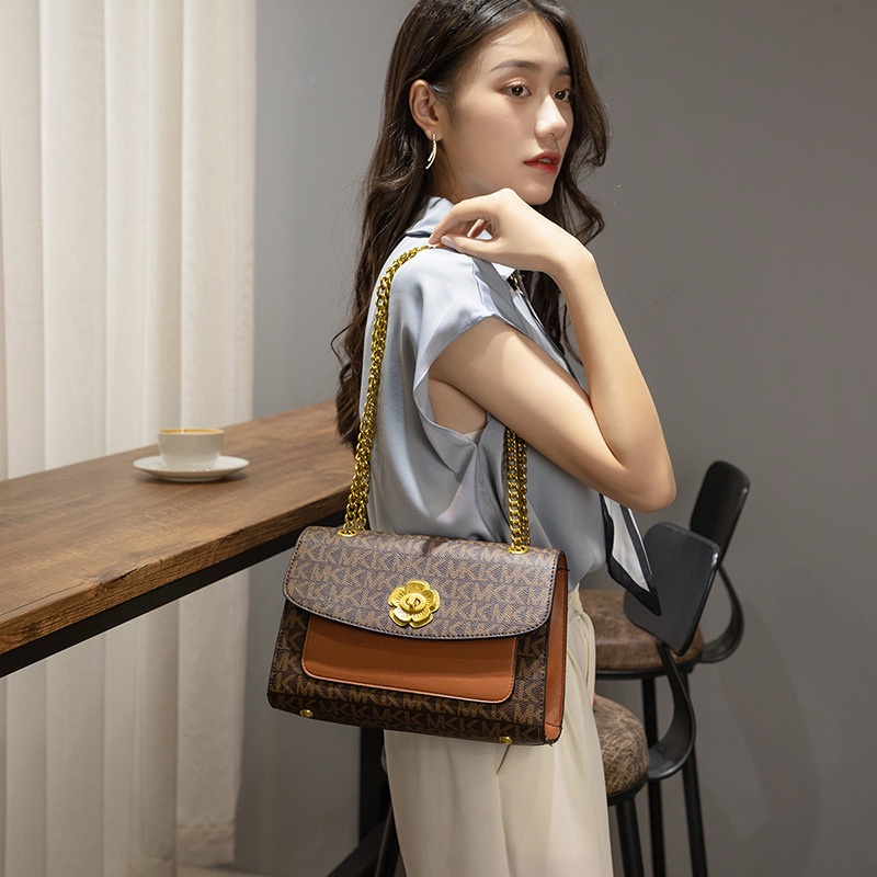 Túi Đeo Chéo Hình Vuông Cỡ Nhỏ In Họa Tiết Hoa Trà Phong Cách Hàn Quốc Cổ Điển Thời Trang Mùa Hè Hàng Mới 2023