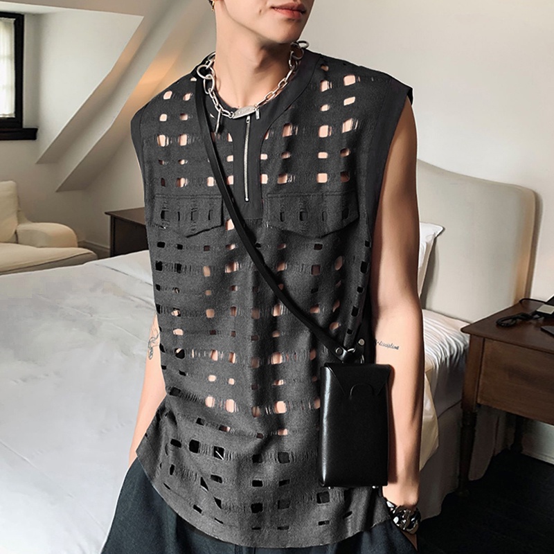 Áo ba lỗ INCERUN cổ tròn thời trang cá tính dành cho nam