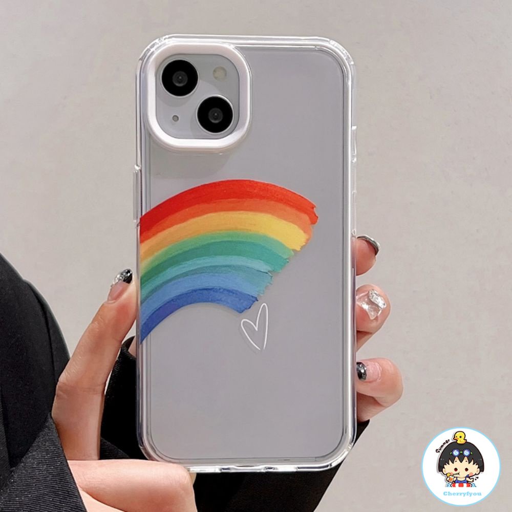 Ốp Điện Thoại TPU Mềm Chống Rơi In Hình Trái Tim Màu Cầu Vồng 3 Trong 1 Cho IPhone 14 Pro Max 13 12 11 Pro Max