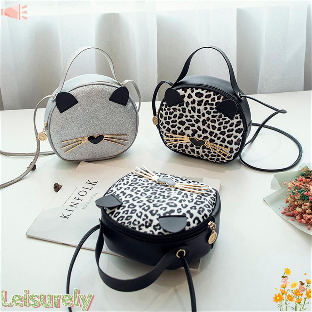 Túi Xách Đeo Chéo Họa Tiết Mèo Dễ Thương Cho Nữ