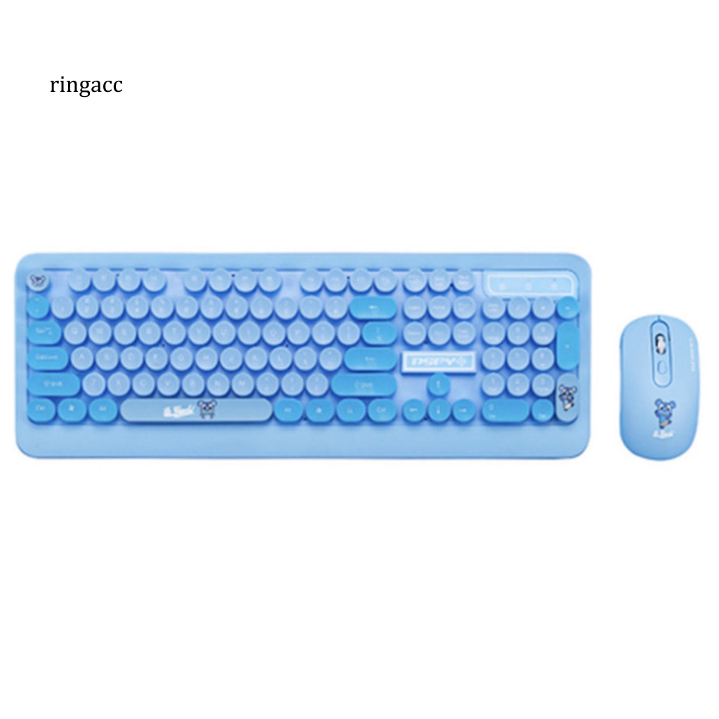 Bộ Bàn Phím Quang Không Dây USB Chống Nước K68 In Họa Tiết Hoạt Hình Cho Notebook