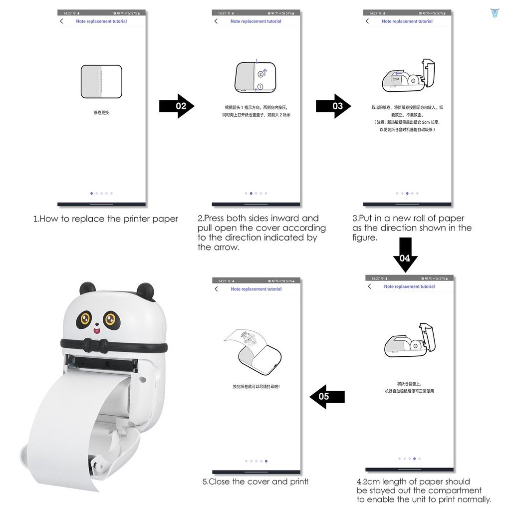 Máy In Nhiệt Không Dây Mini 57mm 200Dpi Tương Thích Với Android iOS