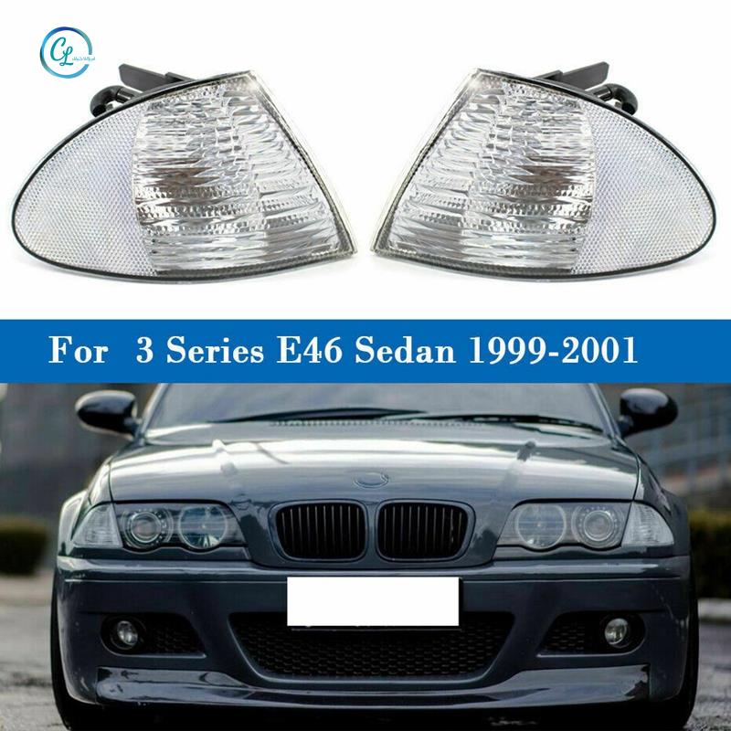 Cặp đèn đánh dấu góc tín hiệu công viên Đèn ống kính cho BMW 3 Dòng E46 1999-2001 Sedan Wagon 63136902765 63136902766