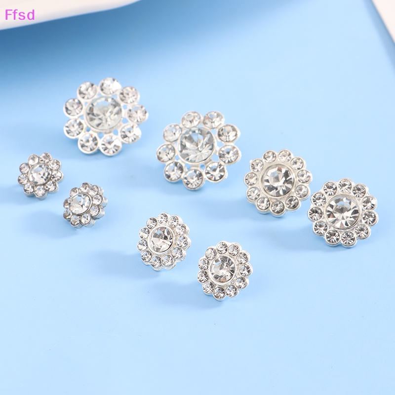 Bộ 10 Nút Áo Kim Loại Hình Bông Hoa Đính Đá Trang Trí Sổ Tay DIY