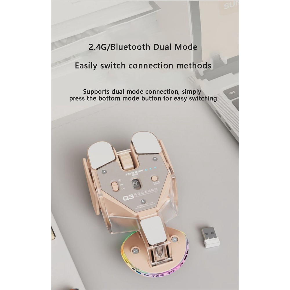 EWEADN Q3 sạc USB chơi game eSports máy tính xách tay không dây Bluetooth tương thích Chuột câm prettyhat