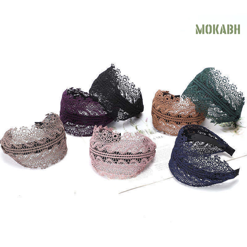 Băng Đô Cài Tóc Chống Trượt Phối Ren Thêu Họa Tiết Phong Cách Cổ Điển Thời Trang Cho Nữ