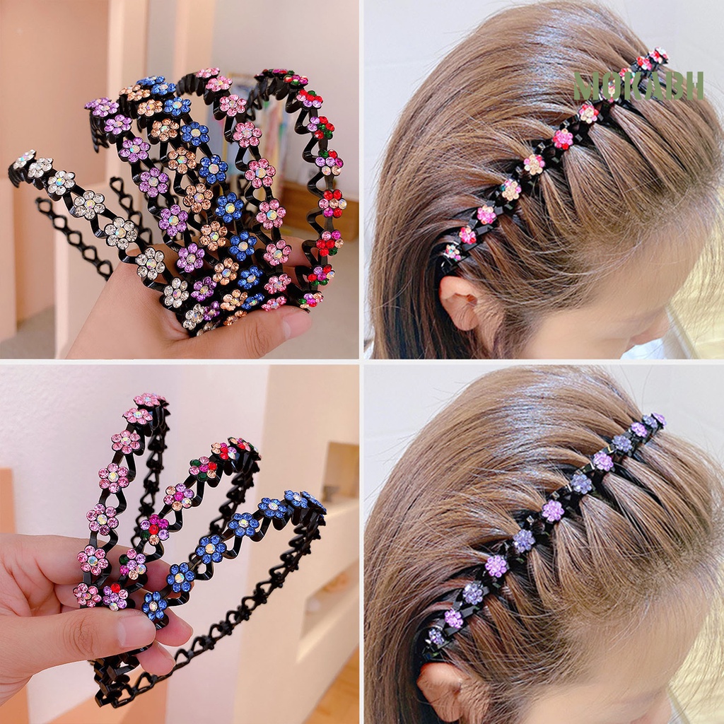 Băng Đô Cài Tóc Bằng Nhựa Resin Chống Trượt Trọng Lượng Nhẹ Trang Trí Hoa Đính Đá
