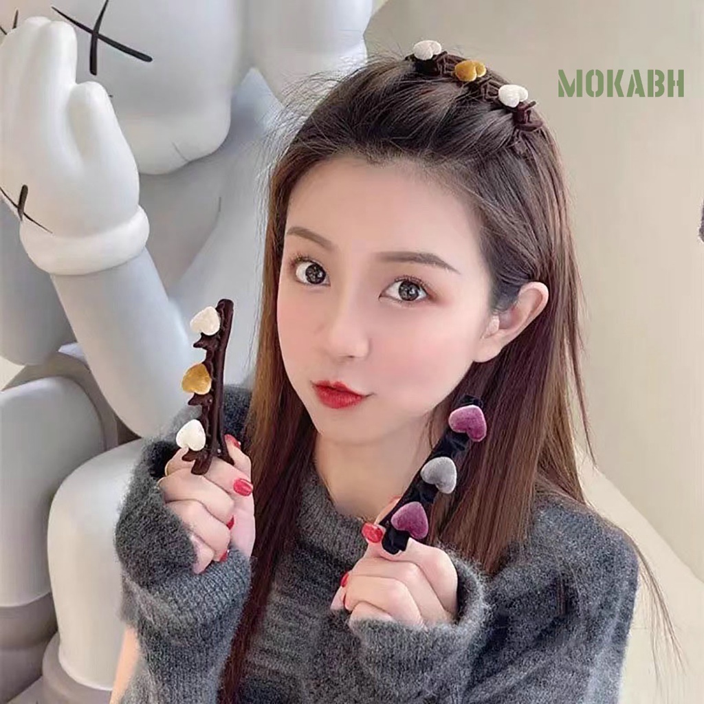 Kẹp Tóc Hai Lớp Họa Tiết Trái Tim Đơn Giản Thanh Lịch Cho Nữ