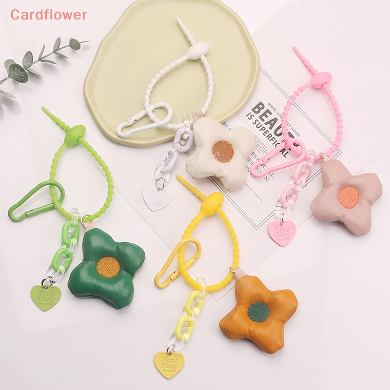 Móc Khóa Da Họa Tiết Hoa / Trái Tim Sáng Tạo Đáng Yêu Mới