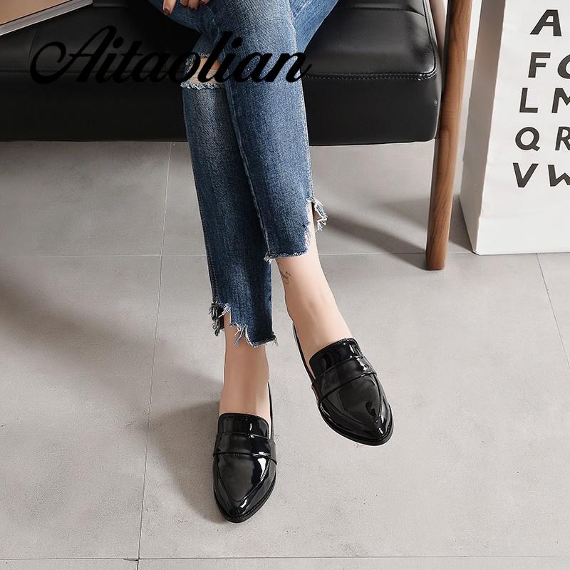 Giày Cao Gót Da Bóng Mũi Nhọn Phong Cách Hàn Quốc