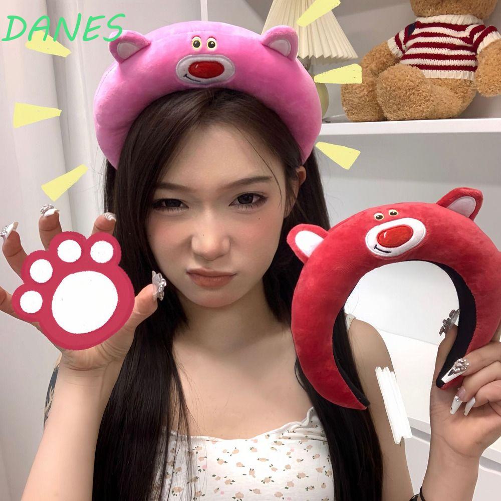 Băng Đô Cài Tóc Hình Gấu / Dâu Tây Hoạt Hình Bằng Lông Nhung Dễ Thương Xinh Xắn