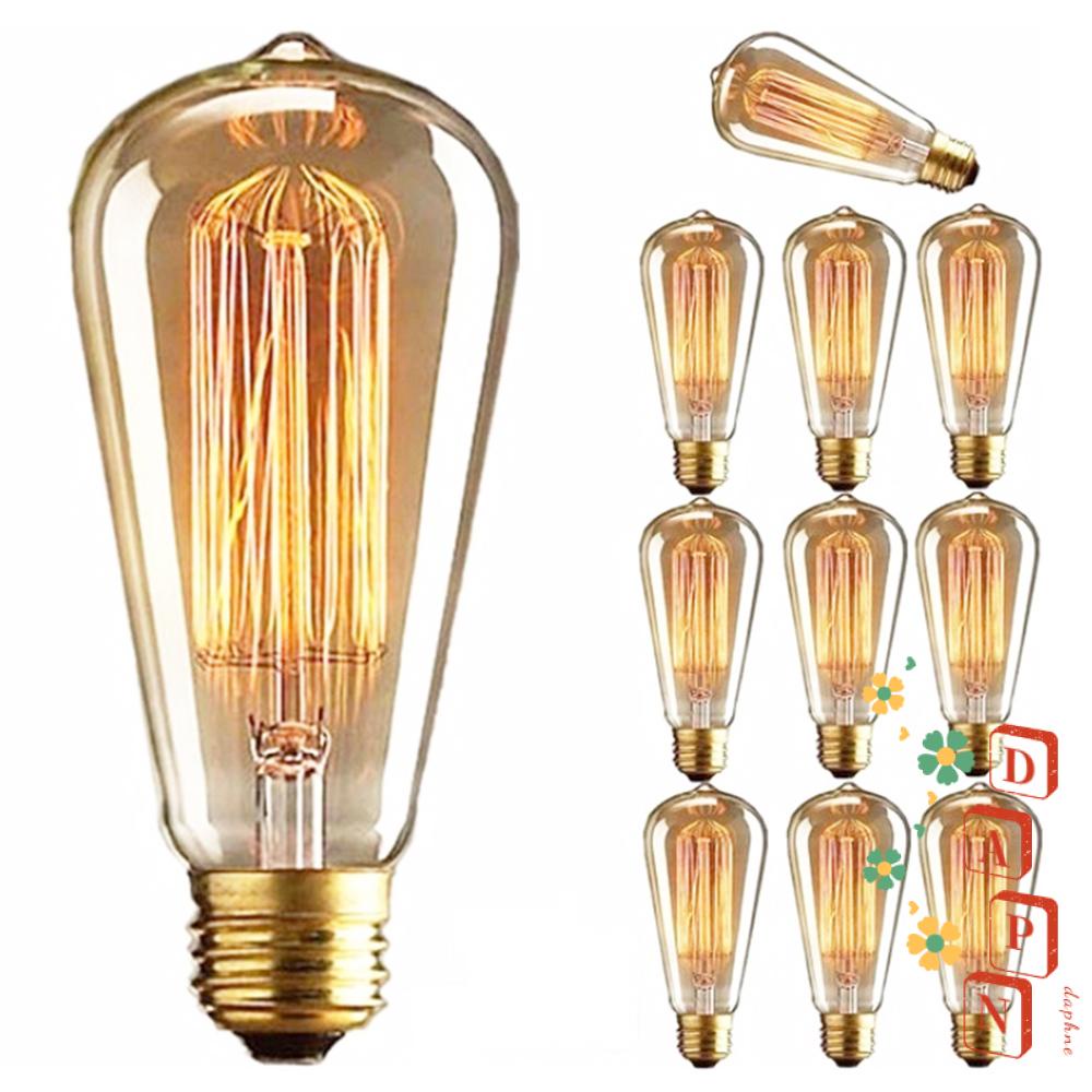 1 Bóng Đèn Dây Tóc Edison 40W Ánh Sáng Trắng Ấm Phong Cách Cổ Điển