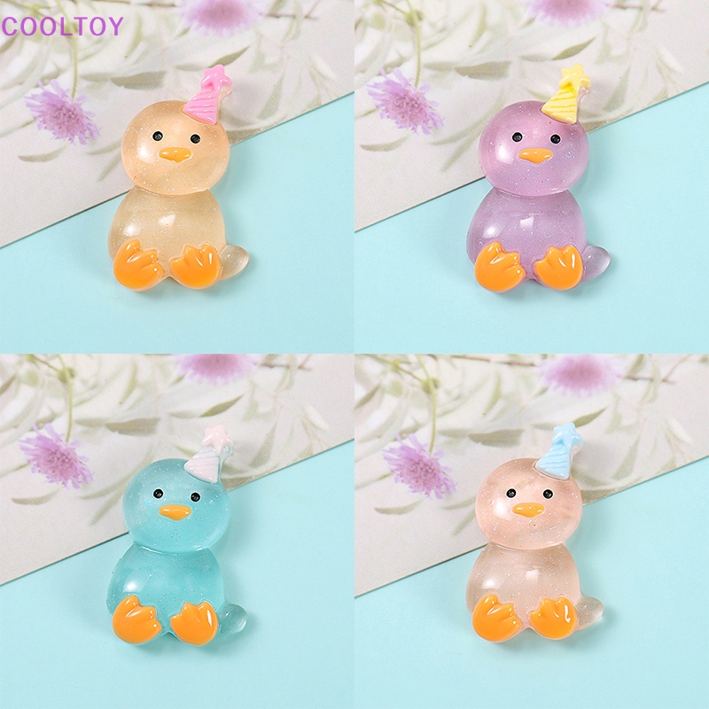 Bộ 2 Tượng Gà Mini Bằng Nhựa Resin Phát Quang Dễ Thương Trang Trí DIY