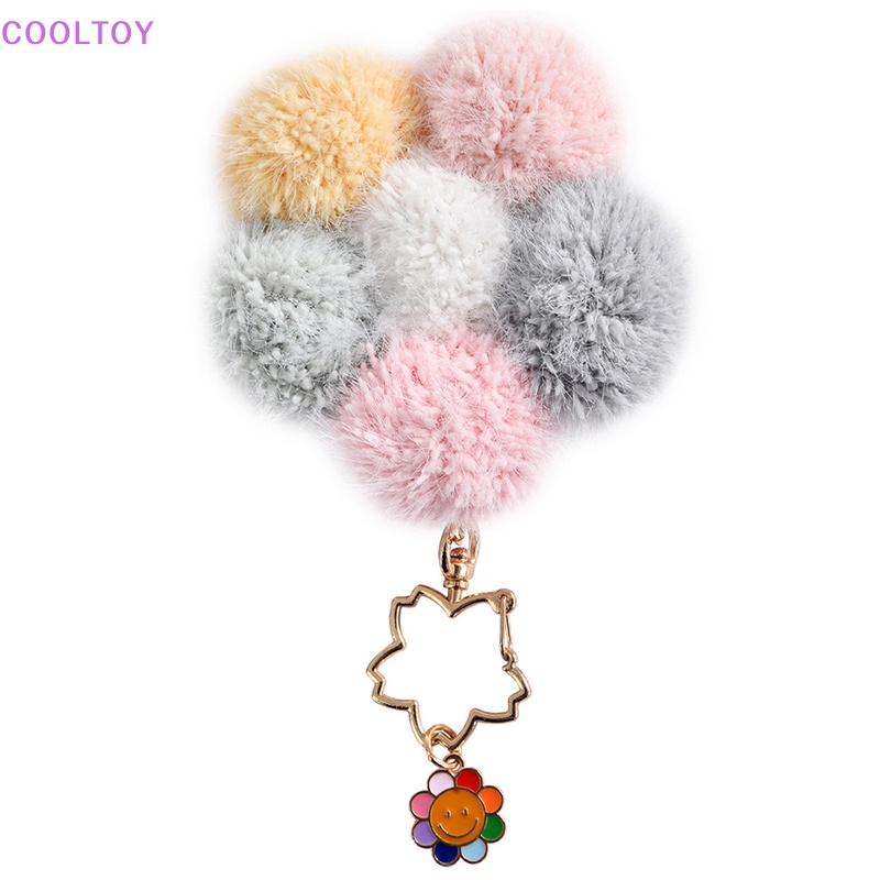 Móc Khóa Hình Hoa Hướng Dương Phối Lông Xù Dễ Thương Dành Cho Nữ