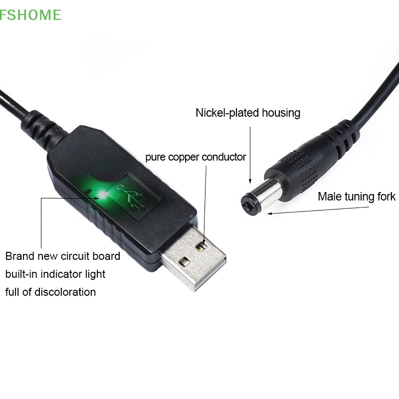 Cáp Chuyển Đổi Tăng Áp DC 5V Sang 12V 2.1 X 5.5Mm Kèm Đèn Báo Mới