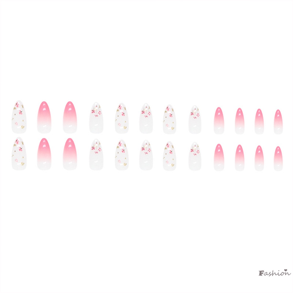 Móng Tay Giả Màu Hồng Bóng Trong Suốt Dạng Nhấn Thanh Lịch