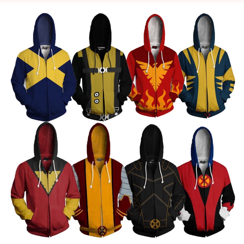 Áo Khoác Hoodie Tay Dài Có Khóa Kéo Hóa Trang Wolverine 3D Phong Cách Đường Phố Cho Nam
