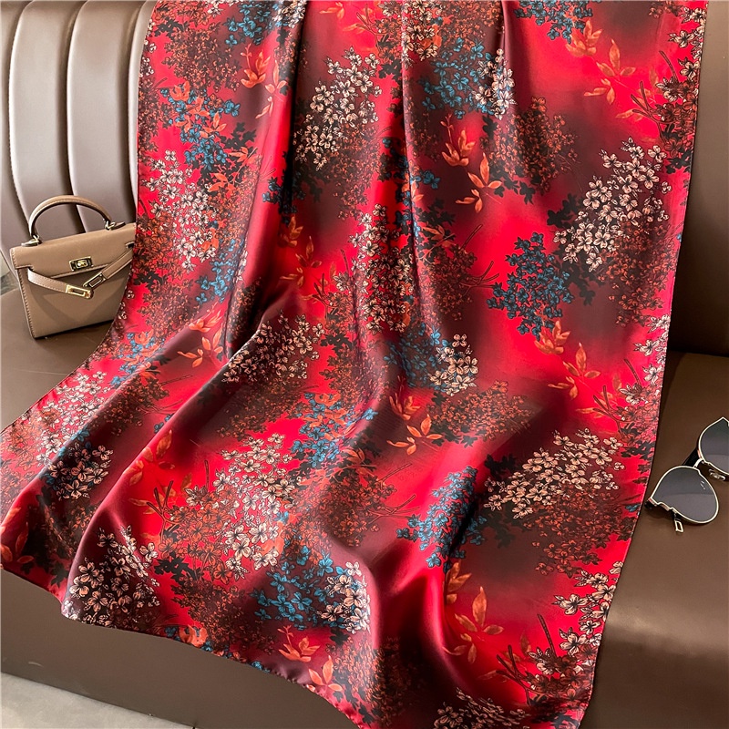 Khăn Choàng Lụa Dáng Dài In Họa Tiết Sang Trọng Thời Trang Cho Nữ 180X90Cm