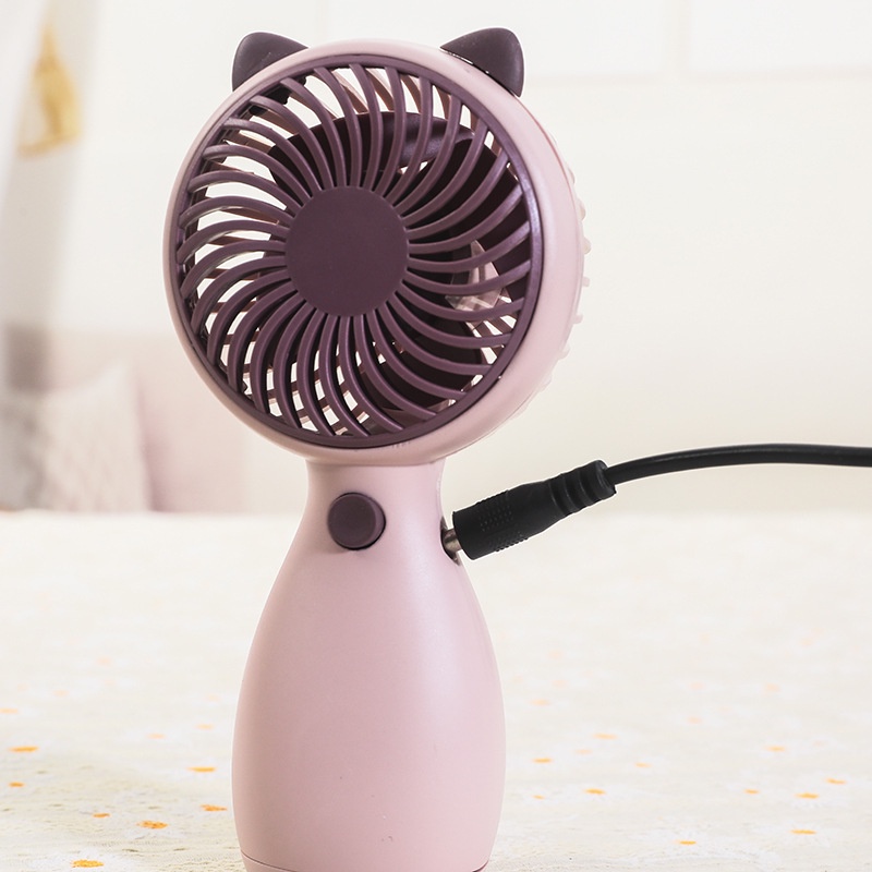 Quạt Điện Mini Đeo Cổ Di Động Hình Tai Mèo Hoạt Hình Có Thể Sạc Lại Bằng Cổng USB Cho Nhà Ở / Ngoài Trời