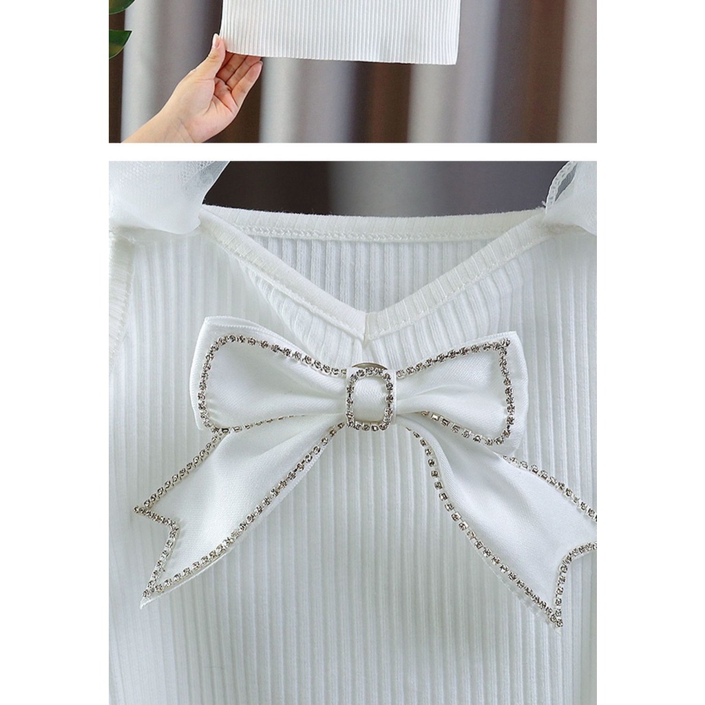 Áo Lưới Không Tay Thắt Nơ Thời Trang Mùa Hè Cho Bé Gái