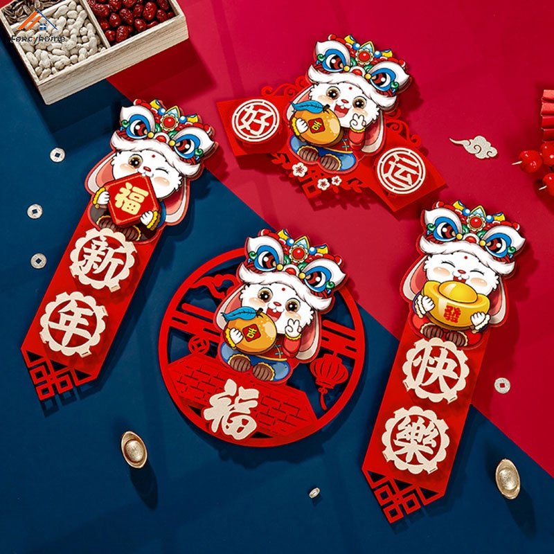 Phụ Kiện Trang Trí Cửa Hình Thỏ 3D Mừng Năm Mới