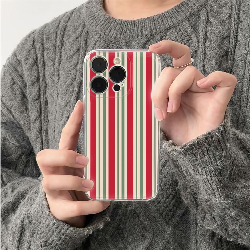 ✅Ốp Điện Thoại Mềm Chống Sốc Họa Tiết Kẻ Sọc Đơn Giản Phong Cách Retro Cho Apple 1378plus14pro iPhone12 6In 11 PKGP