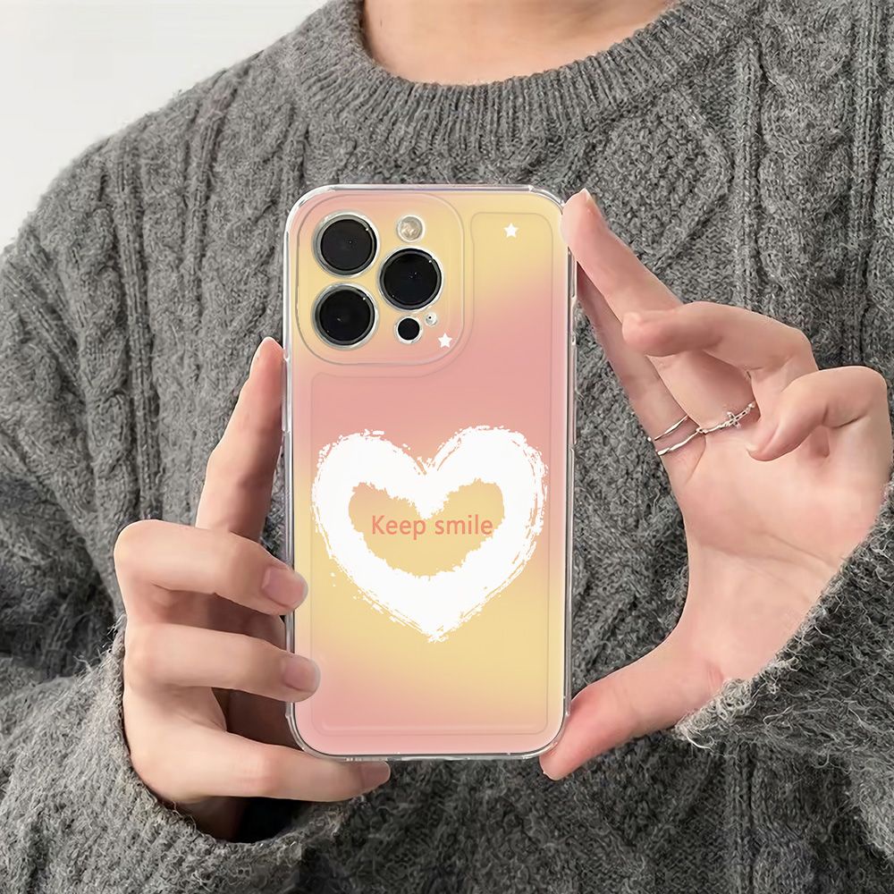 ✅Ốp Điện Thoại Hình Trái Tim Xinh Xắn Cho iPhone121113Ốp Điện Thoại Mềm Chống Sốc Màu Vàng Đơn Giản Cho Iphone 14pro 6In 78max plus DI41