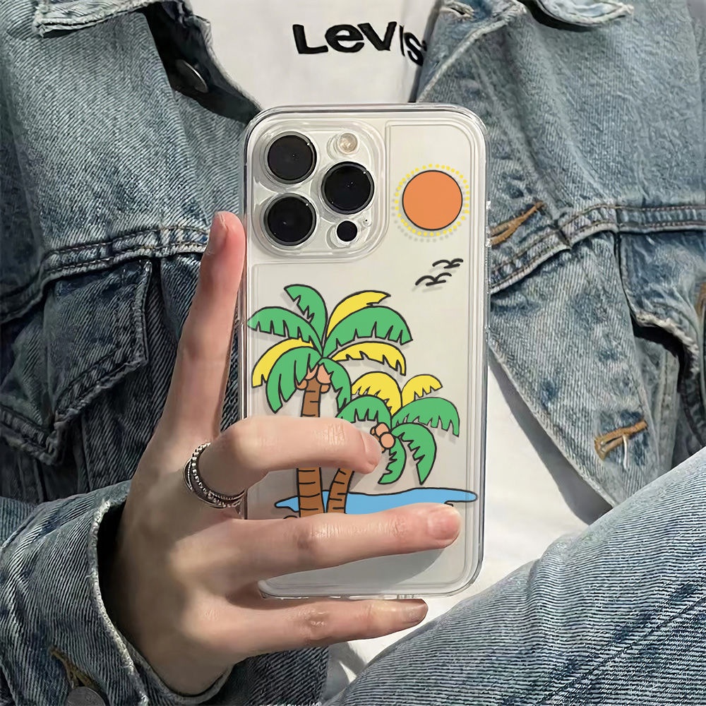 ✅Ốp Điện Thoại Mềm Chống Sốc Họa Tiết Cây Dừa Cho Iphone 11 plus 14pro max 6In78 1213 2PO3