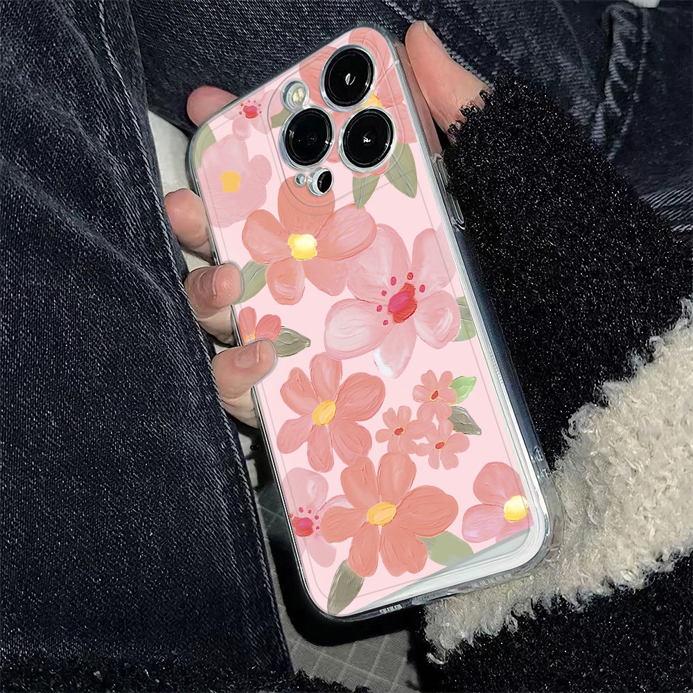 ✅Ốp Điện Thoại Mềm Chống Sốc Họa Tiết Graffiti Màu Hồng 1314pro 12 786In 11 max