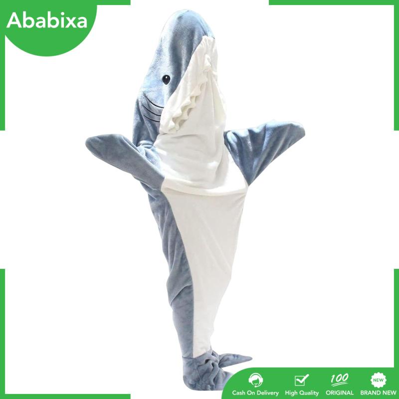 [Ababixa] Chăn Bông Ngủ Có Mũ Trùm Hình Cá Mập Dễ Thương Dùng Hóa Trang Ấm Áp