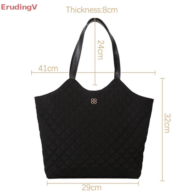 [ErudingV] Túi Xách Tote Đeo Vai Sức Chứa Lớn Họa Tiết Lưới Hình Thoi Vintage Thời Trang Mùa Thu Cao Cấp Có Khóa Cài [Mới]