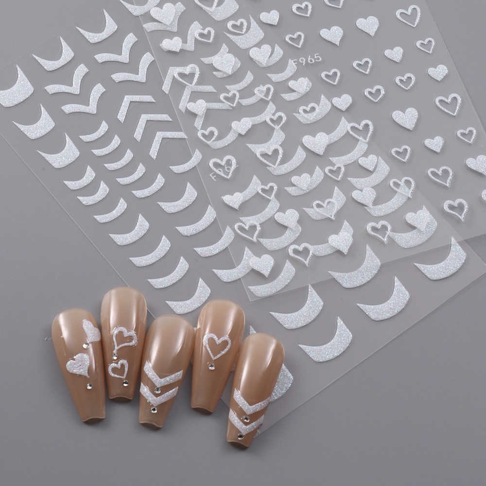 Miếng Dán Trang Trí Móng Tay Nghệ Thuật Họa Tiết Cẩm Thạch / Bướm / Ngôi Sao Màu Trắng Lấp Lánh