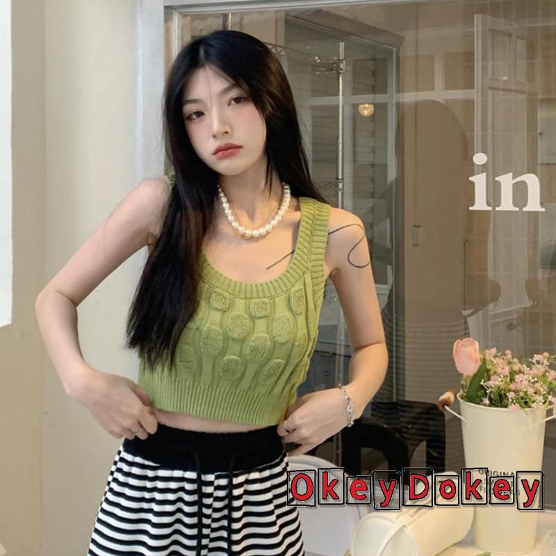 Áo Tank Top Hai Dây Dệt Kim Ôm Dáng Thời Trang Mùa Hè Cho Nữ