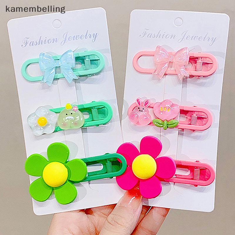 1 Bộ Kẹp Tóc Hình Nơ Hoa Màu Sắc Ngọt Ngào Cho Bé Gái