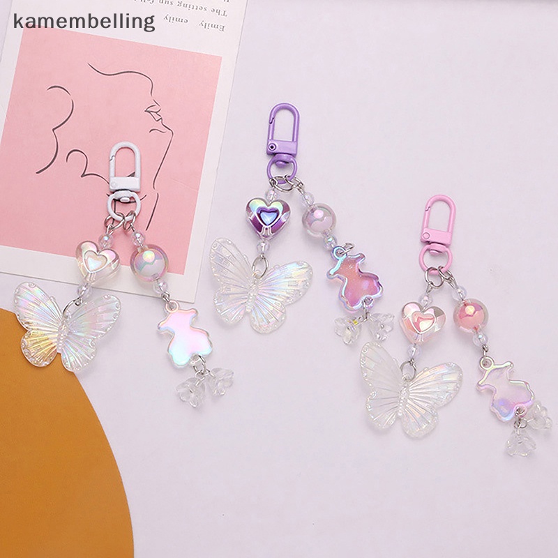 Kamembelling Móc Khóa Acrylic Màu Gradient Họa Tiết Bướm Nhỏ Xinh Trong Suốt