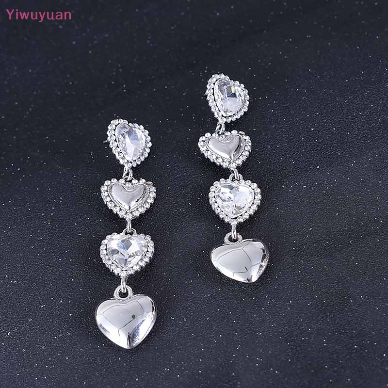 1 Đôi Bông Tai Dáng Dài Hình Trái Tim Phong Cách Vintage Thời Trang