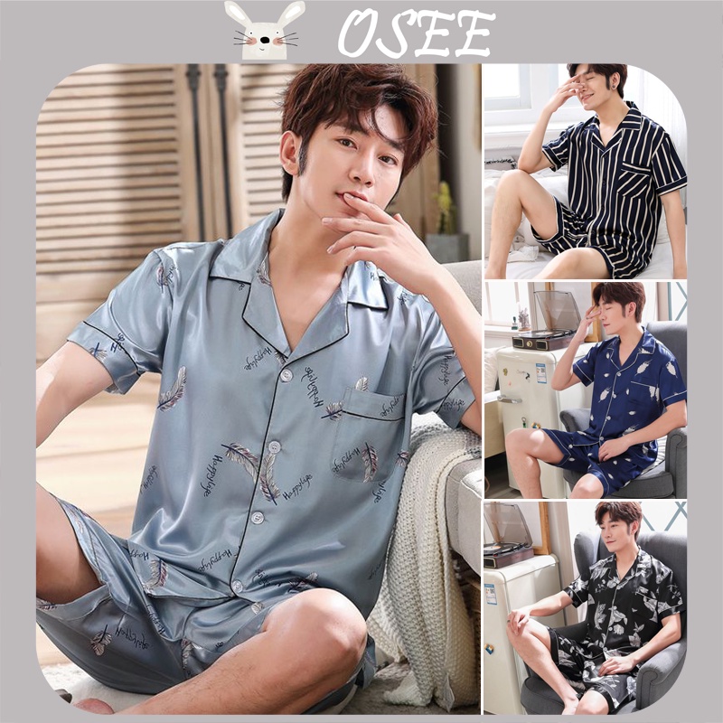 Bộ Đồ Ngủ Tay Ngắn Chất Lụa satin Mỏng plus Size Thời Trang Xuân Hè Cho Nam
