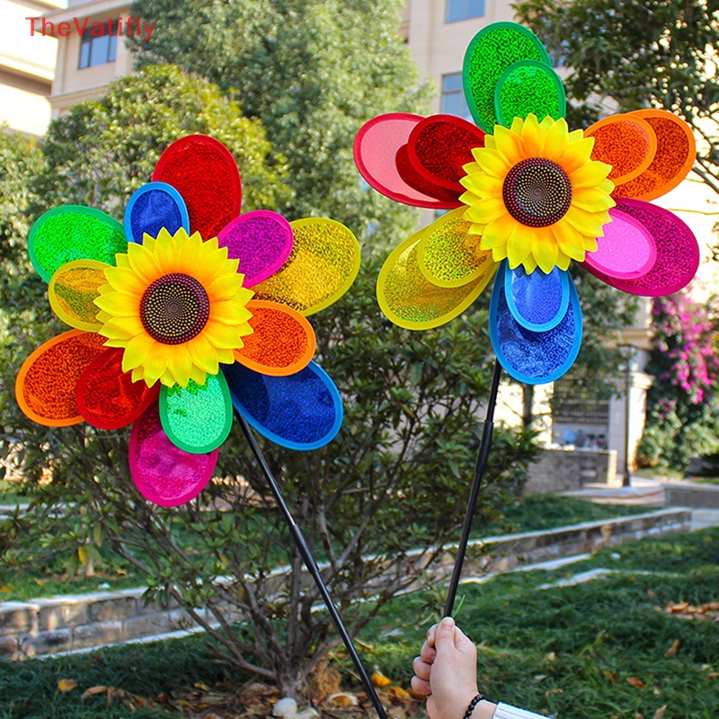 [Thevalifly] Cối Xay Gió Hình Hoa Hướng Dương Đính Kim Sa Nhiều Màu Sắc Có Thể Gập Lại Trang Trí Nhà Cửa Sân Vườn Cắm Trại