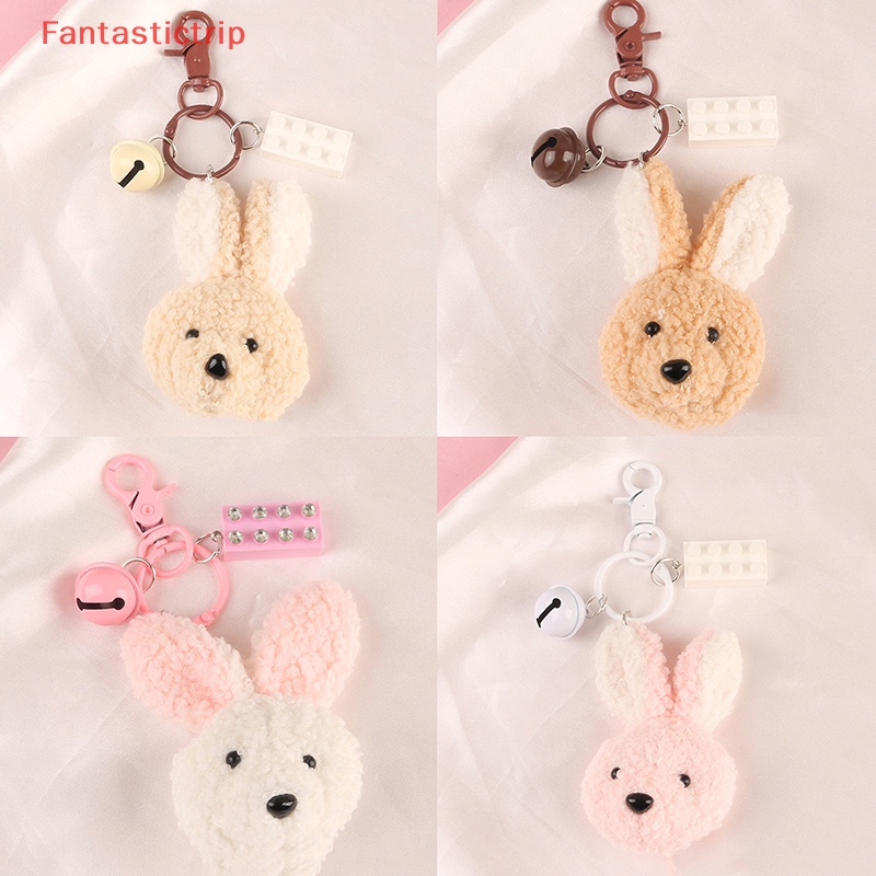 [Fantastictrip] Móc Khóa Thỏ Bông Tai To Dễ Thương Trang Trí Ba Lô / Ô Tô