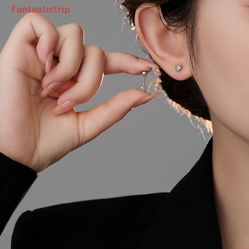 1 Đôi Bông Tai Hình Học Xoắn Ốc 5mm Đính Đá Zircon Thời Trang Cho Nữ