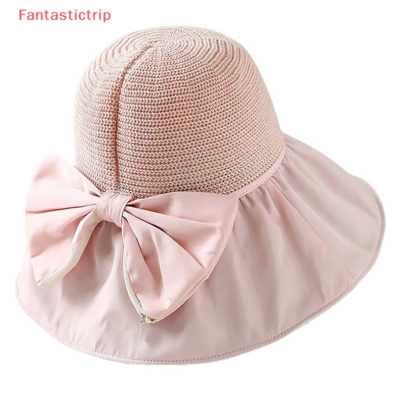 Mũ Vành Rộng Màu Trơn Chống Nắng / Tia UV Thời Trang Mùa Hè Cho Nữ