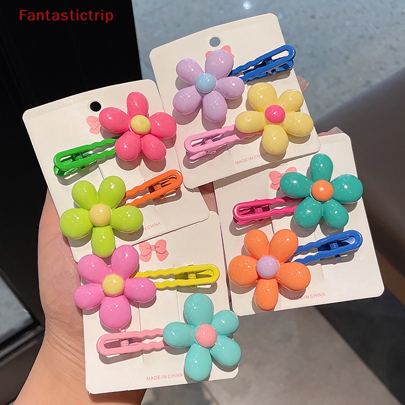 Set 2 Kẹp Tóc Hình Bông Hoa Xinh Xắn Cho Bé Gái Mới
