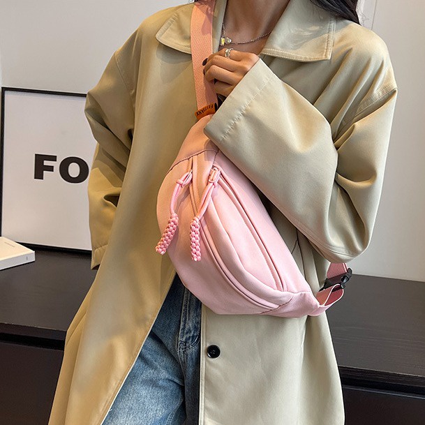 Túi Đeo Hông / Đeo Trước Ngực Bằng Vải Canvas 5 Màu Thời Trang Nhật Hàn Dành Cho Nữ