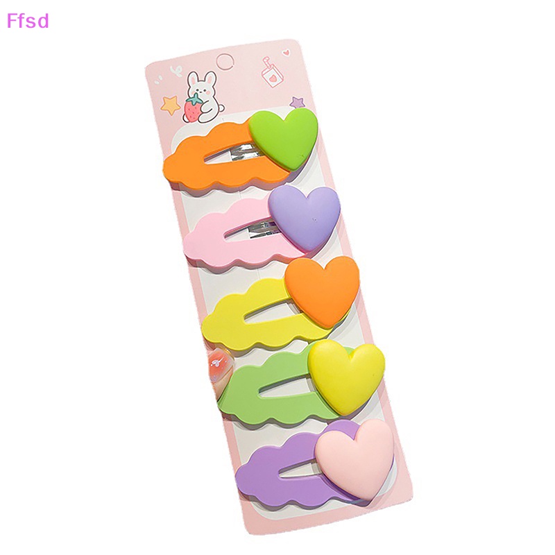 {Ffsd} Set 5 Kẹp Tóc Mái Hình Trái Tim Gấu Thỏ Hoạt Hình Đáng Yêu Làm Quà Tặng Trang Sức Cho Bé Gái Sinh * Hàng Bán Chạy